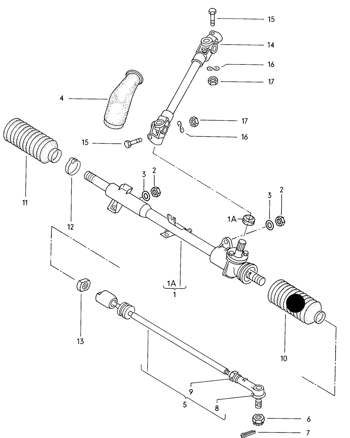 102613 Steering Rack Boot, Left: Golf Mk1 (1975-1983), Caddy Mk1 (1983-1992), Scirocco (1974-1992)