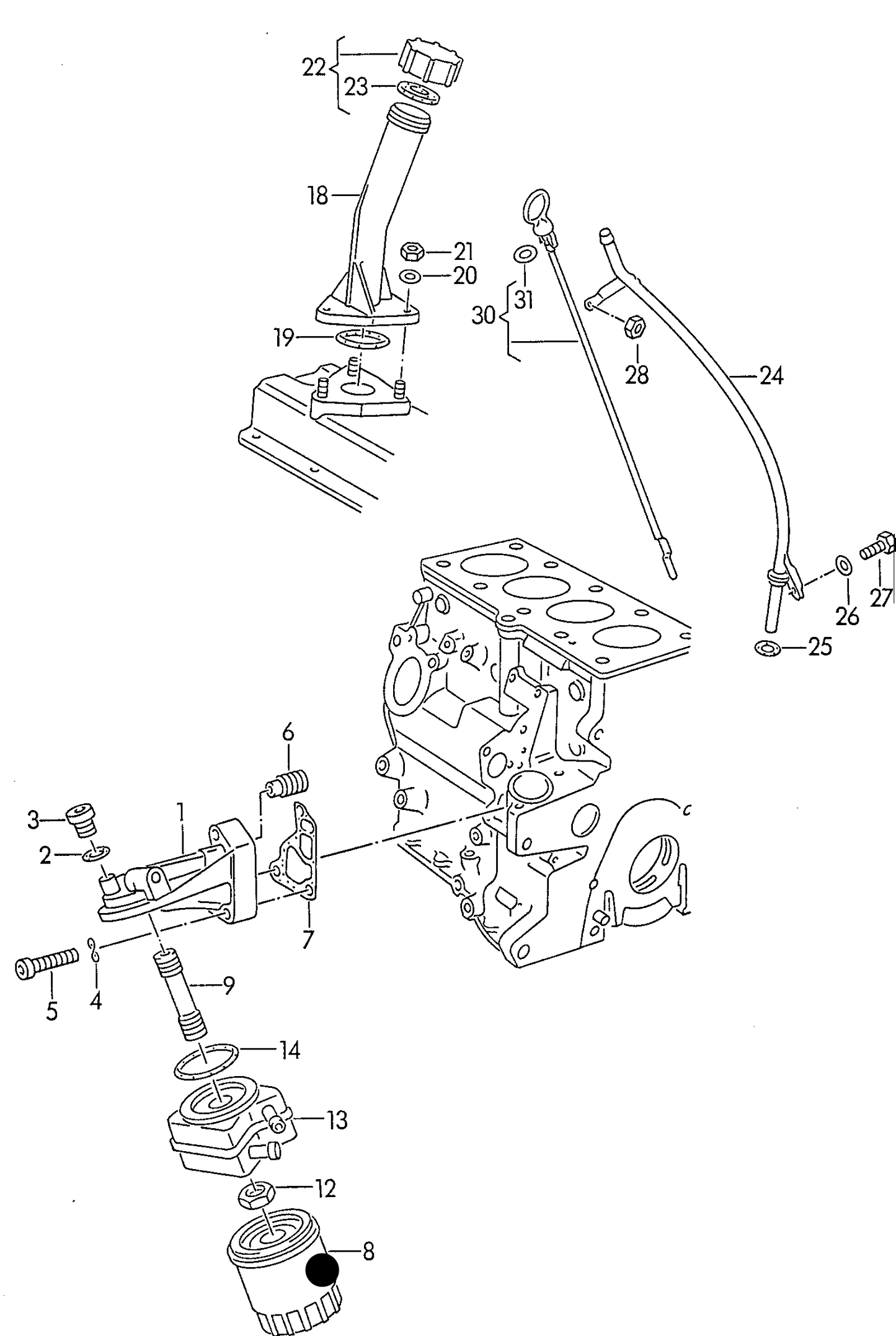 101090 Oil Filter AAM,ABS,2E, ABF,AEK 1977>1994 /PS,KV,NM,7A