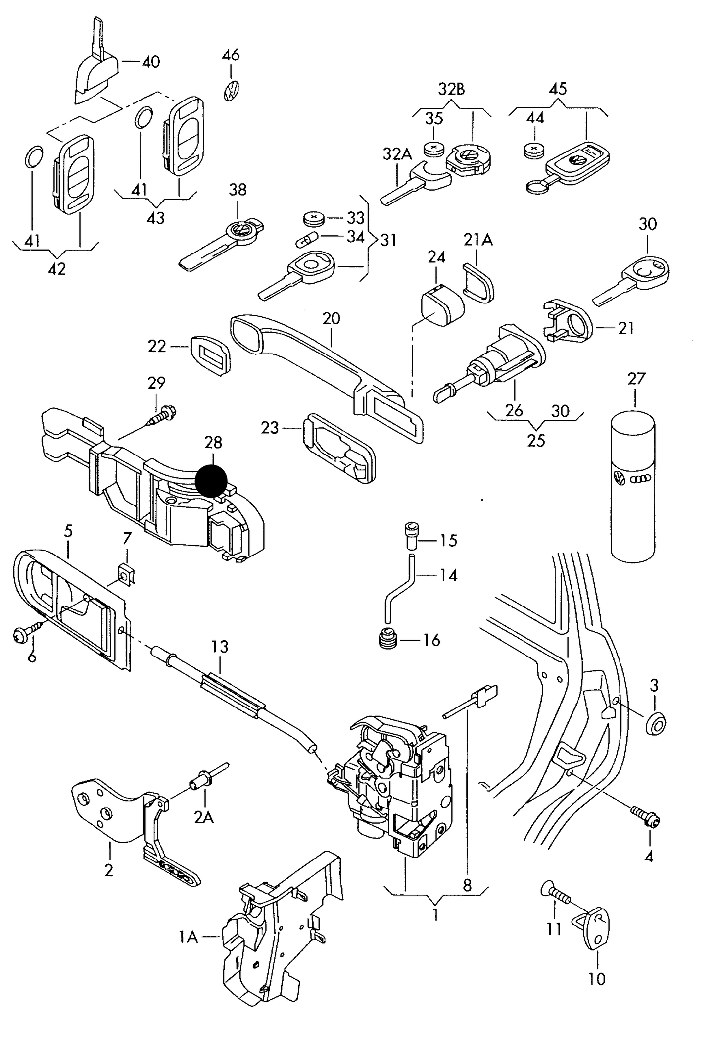 111185 N/S/F Door handle support VAG >2002 F >> 1J-2B016 330* F >> 1J-2D014 210* F >> 1J-2P032 200*