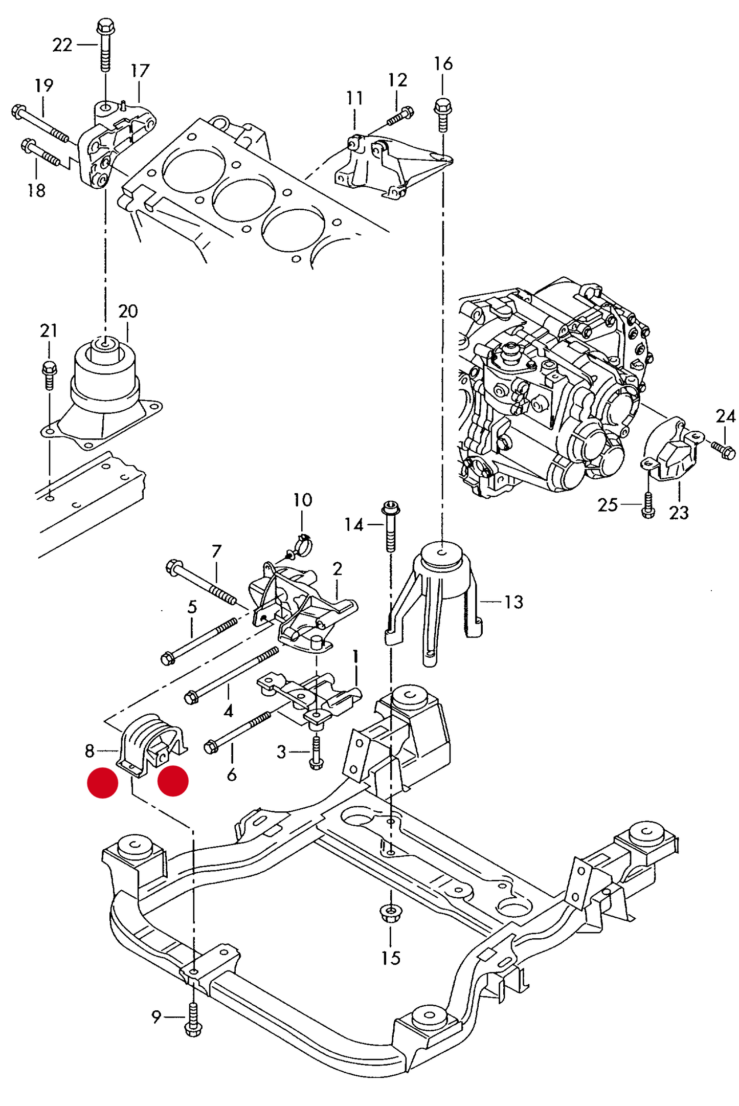 111903 Front Engine Mounting T5 03> 2.5TDI Front wheel drive only