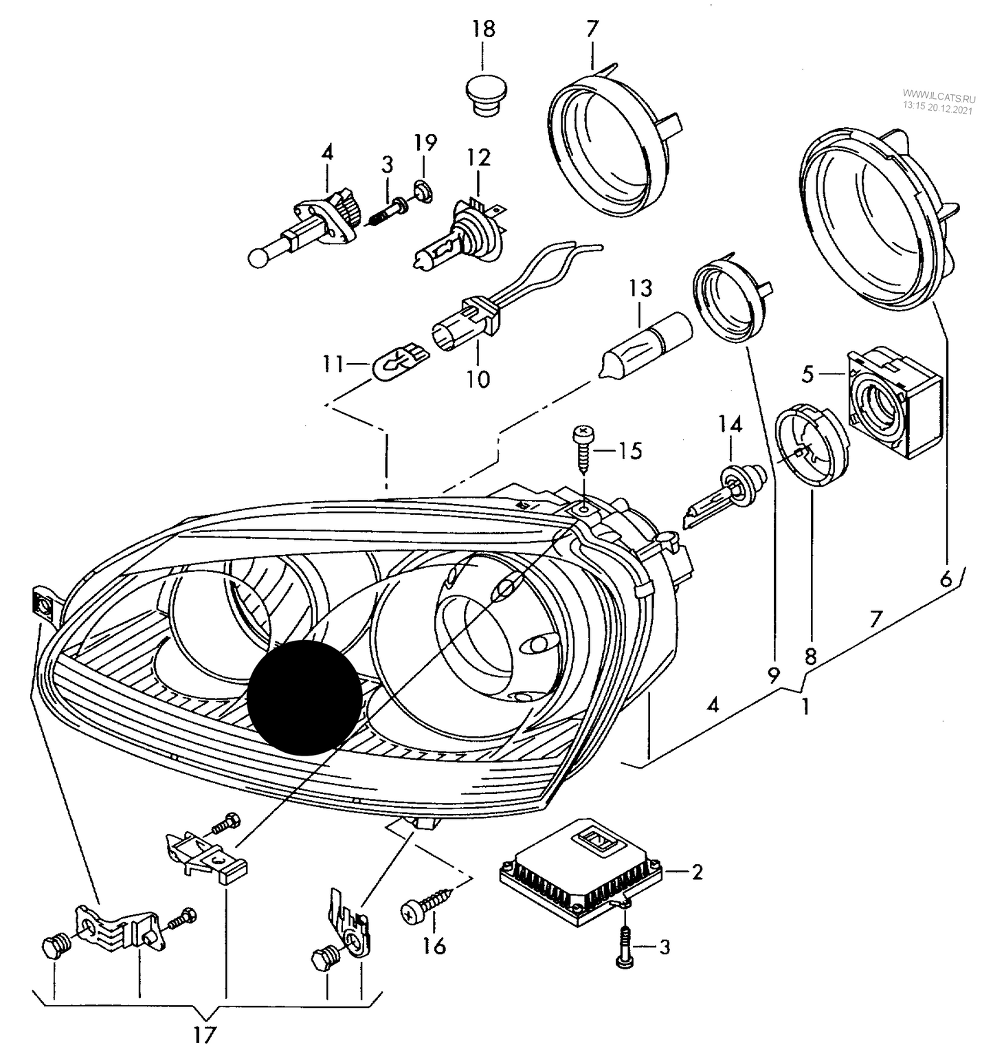 HL9067 TYC Headlight for gas discharge models 'Excludes bulbs,fittings'
