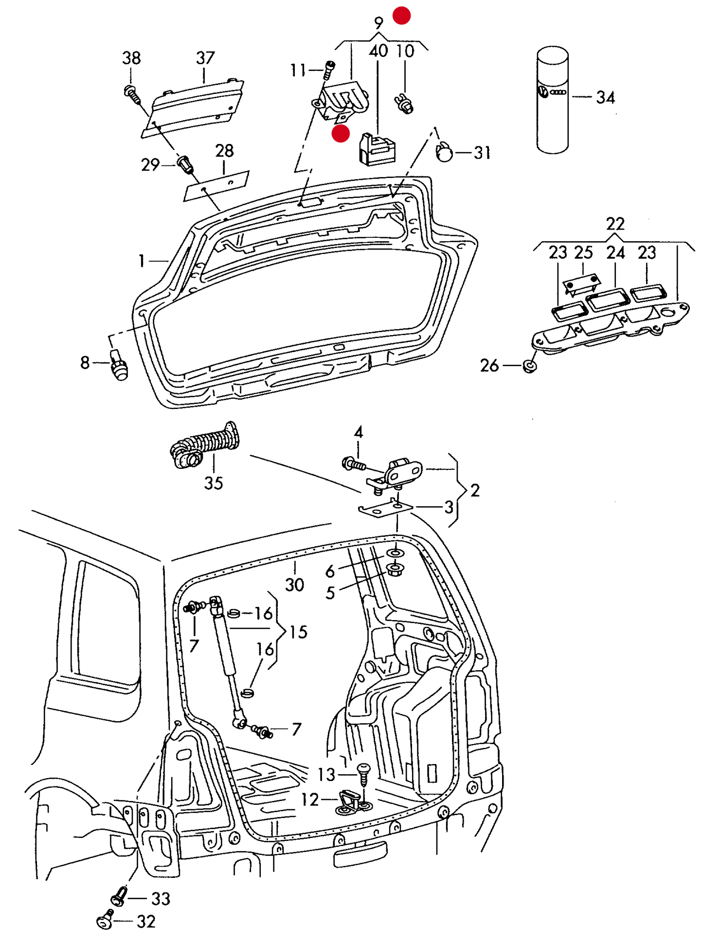 110947 Tailgate Inner lock/latch Touran 2003>2010
