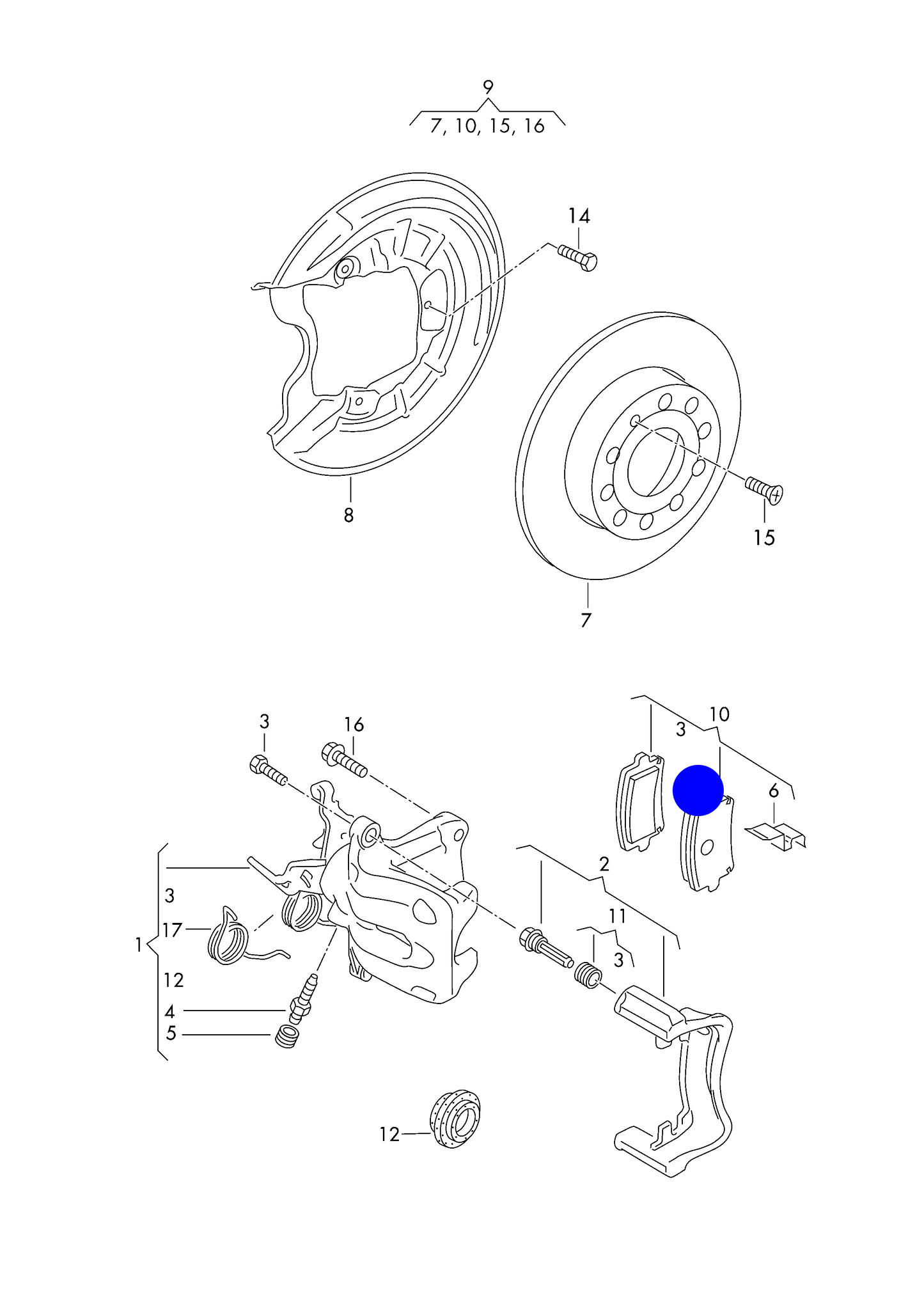 114377 Rear Brake Pad Set w/o sensors VAG Bosch braking system 2009>