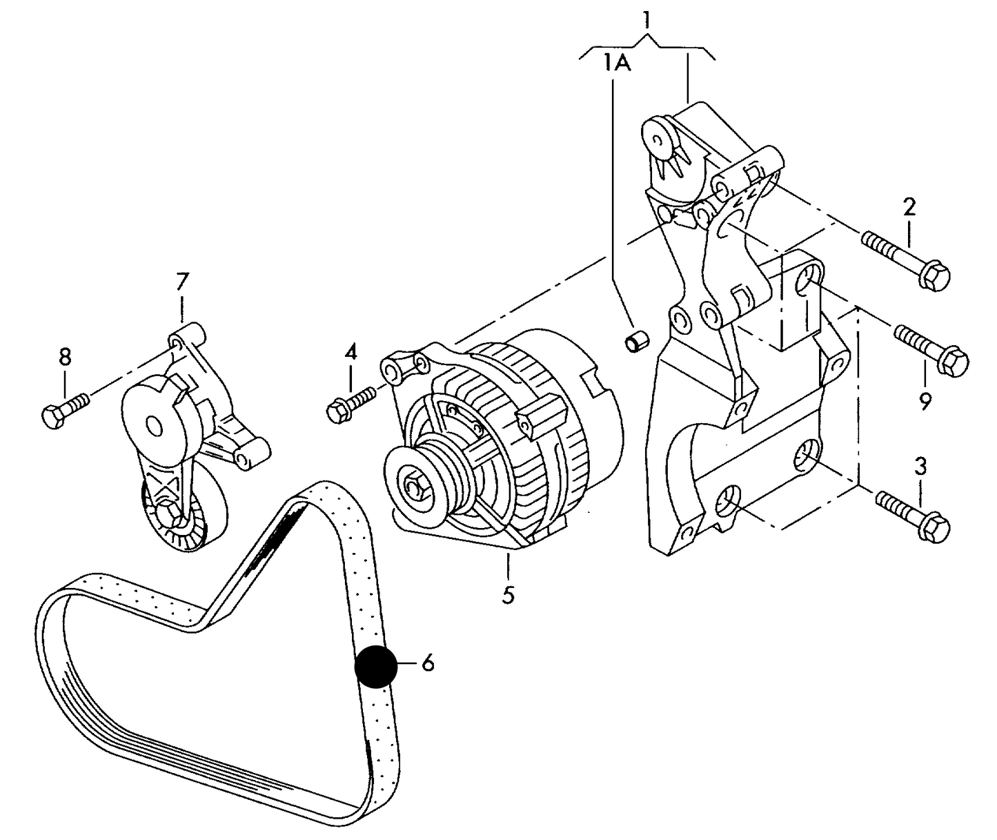 101115 Alternator Ribbed Belt 5PK1300 4-cylinder: petr. engine ADP,ADR,AEB AFY,APT,ARG
