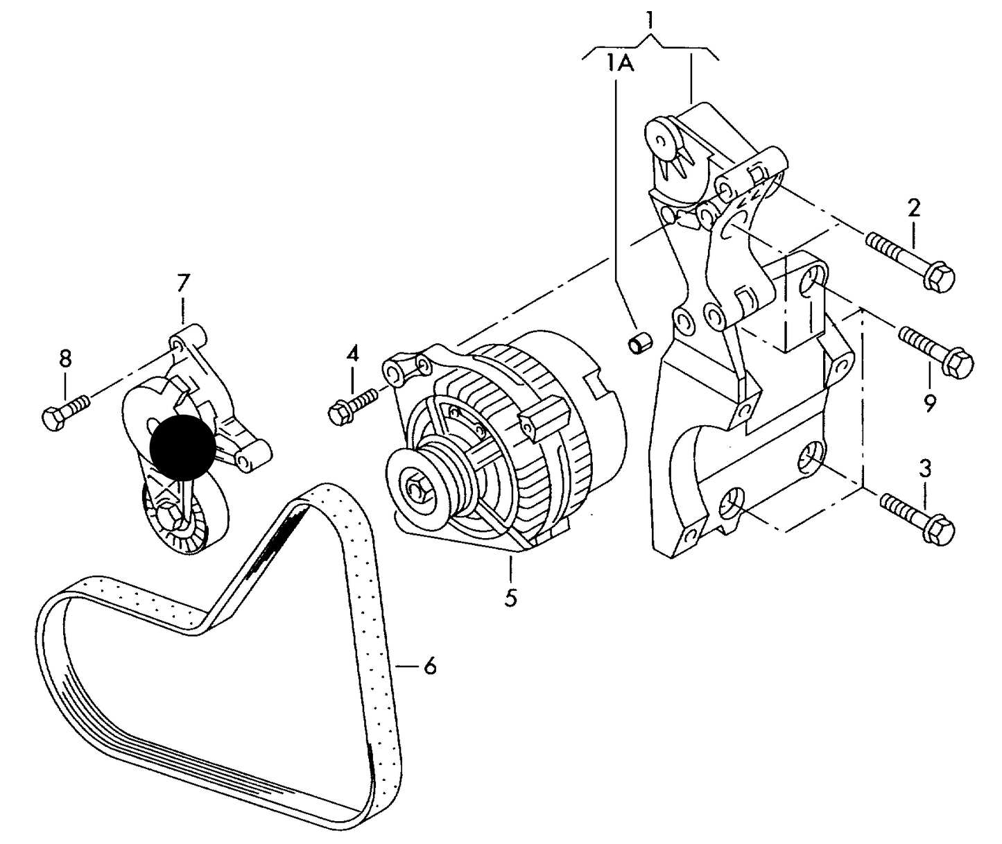 110570 Ribbed Belt Tensioner 2.0SDI/2.0TDI 04>mid 2005 F >> 2K-5-150 000 BJB,BDJ,BST