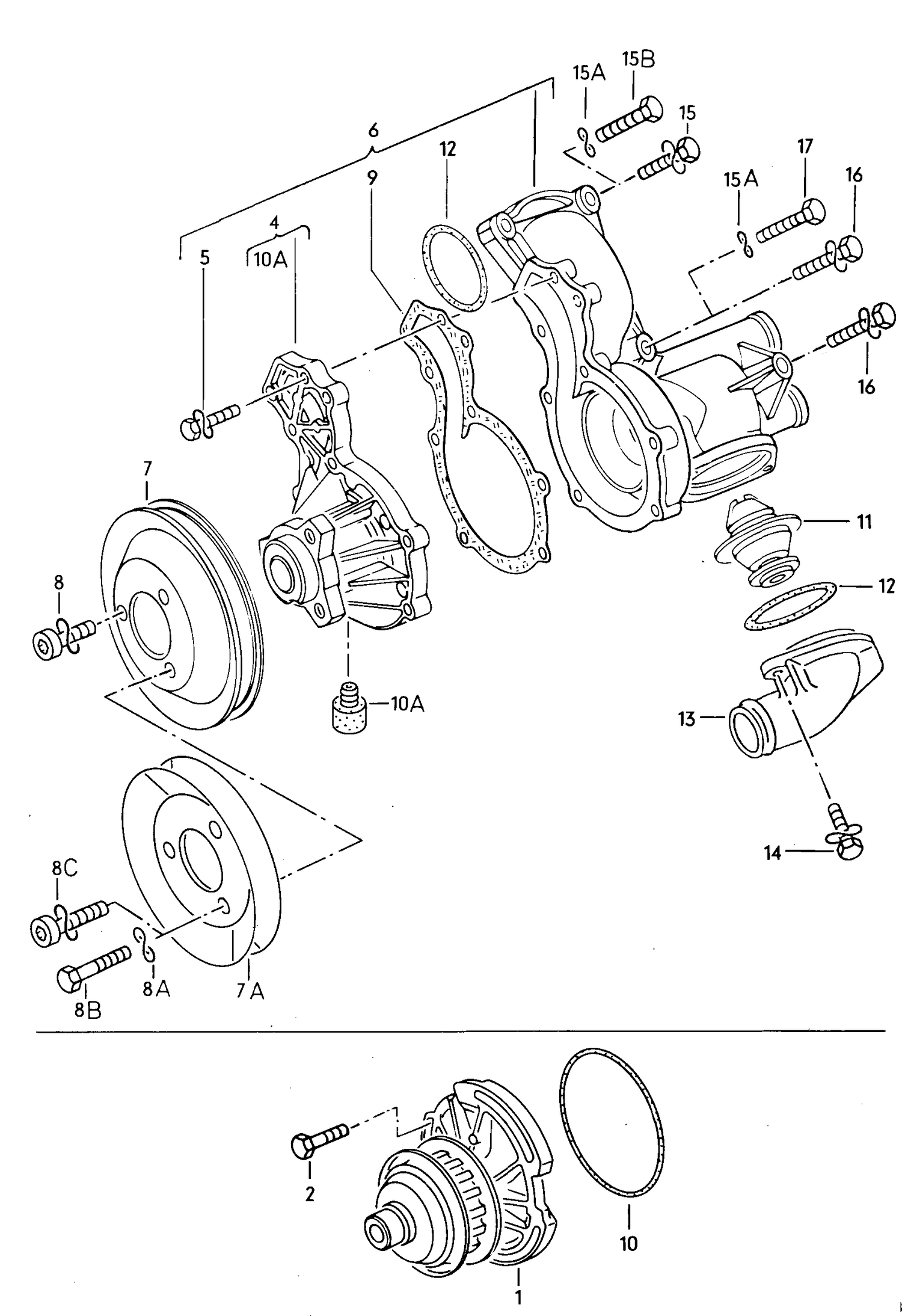 015-000 coolant pump HZ,NZ,MH,2G / EZ,GU,PB,KR, PL,RF,RH,PN, RP,PF,RV DIESEL:JP,ME T-DIESEL:JR, MF,RA