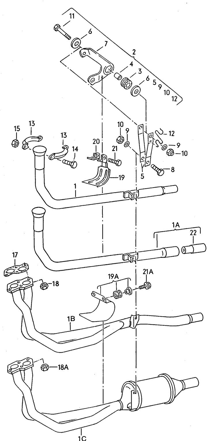 024-010 VW Polo 1991>1994 exhaust pipe catalytic converter 	HZ,AAU,NZ, AAV,2G,3F, PY,ACM diesel eng.+ 1W