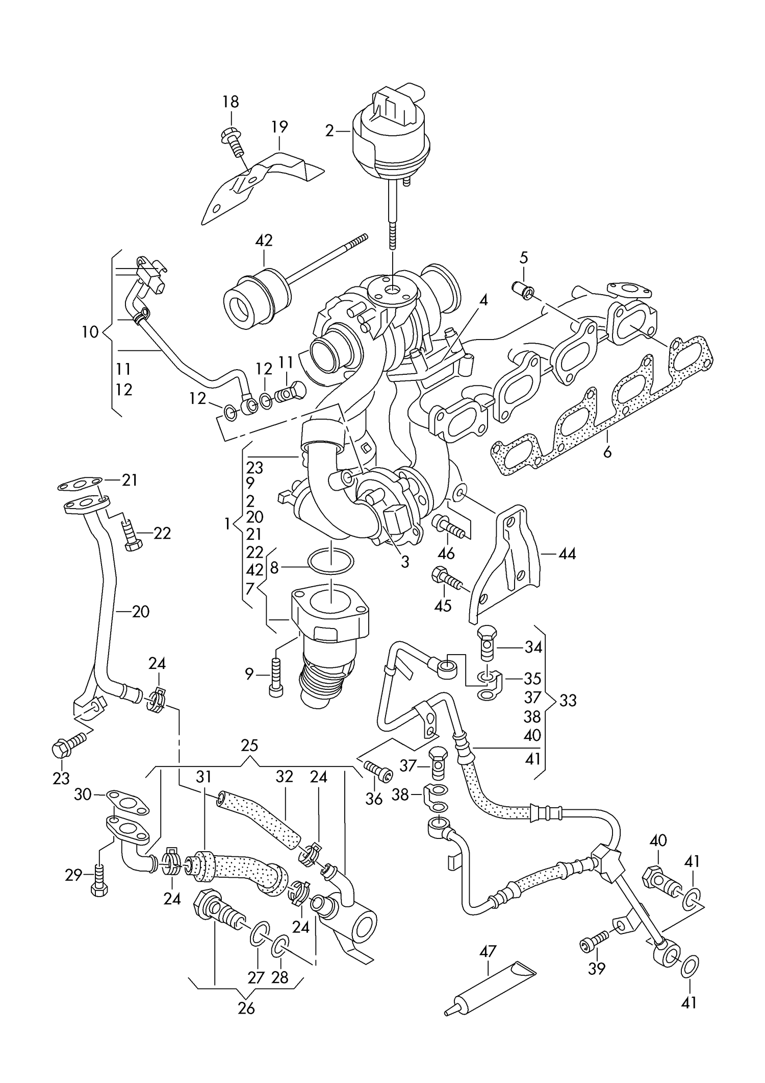 145-066 Amarok 2010>2017 exhaust manifold with turbo- charger 2.0 ltr. diesel eng.+ CNEA,CSHA