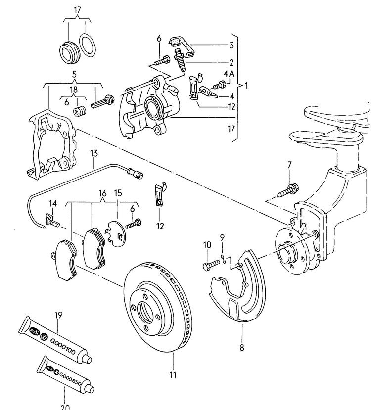 059-000 Front discs & pads Audi 100/Avant,Audi 100 quattro,Audi 200,Audi 200/Avant quattro 1988>1991