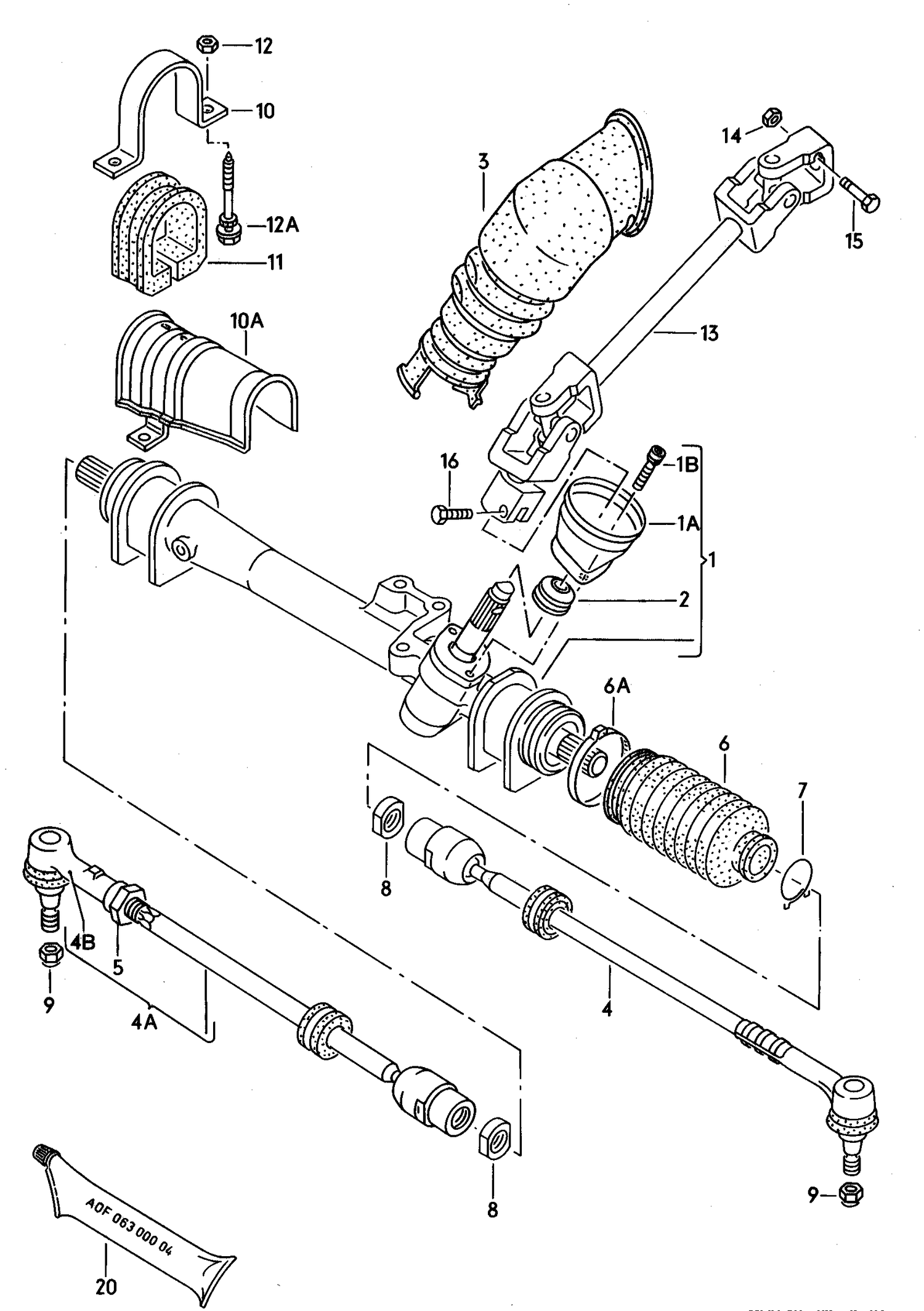 103-000 Golf mk2 steering gear track rod for models without power steering