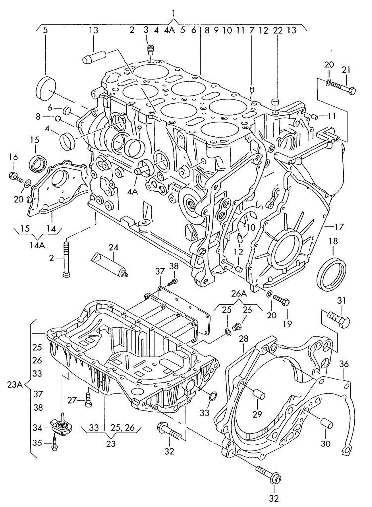 103-005 Touareg 7L crankcase oil sump 	6-cylinder+ AZZ,BAA,BKJ, BMV,BMX,BRJ