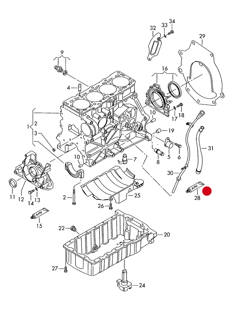 103-007 Touareg 7L cylinder block oil sump 3.6 6-cylinder
