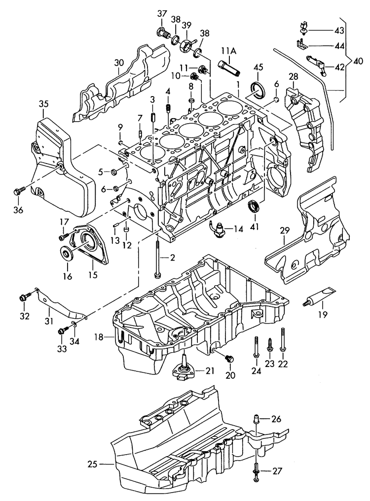 103-020 Tiguan cylinder block oil sump diesel eng.+ CBAA,CBAB, CBBA,CBBB 2.0 ltr.