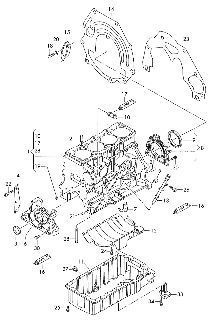 103-025 Tiguan cylinder block oil sump diesel eng.+ CFFD,CFFA, CLJA,CFFB, CFGB 2.0 ltr.