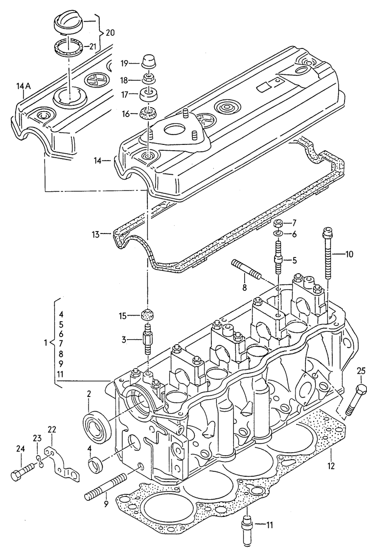103-045 T4 (7D) 1.9TD ABL cylinder head  4-cylinder diesel eng.