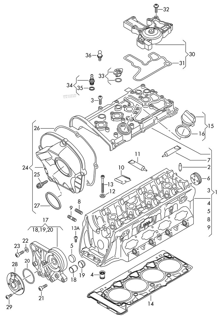 103-050 Tiguan cylinder head cylinder head cover petrol eng.+ CAWA,CAWB, CCTA,CCZA, CCZC 2.0 ltr.