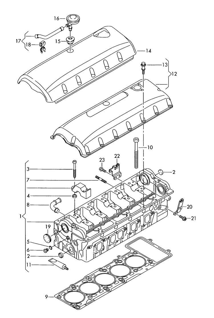 103-060 Touareg 7L cylinder head cylinder head cover 5-cylinder+ diesel eng.+ BAC,BLK