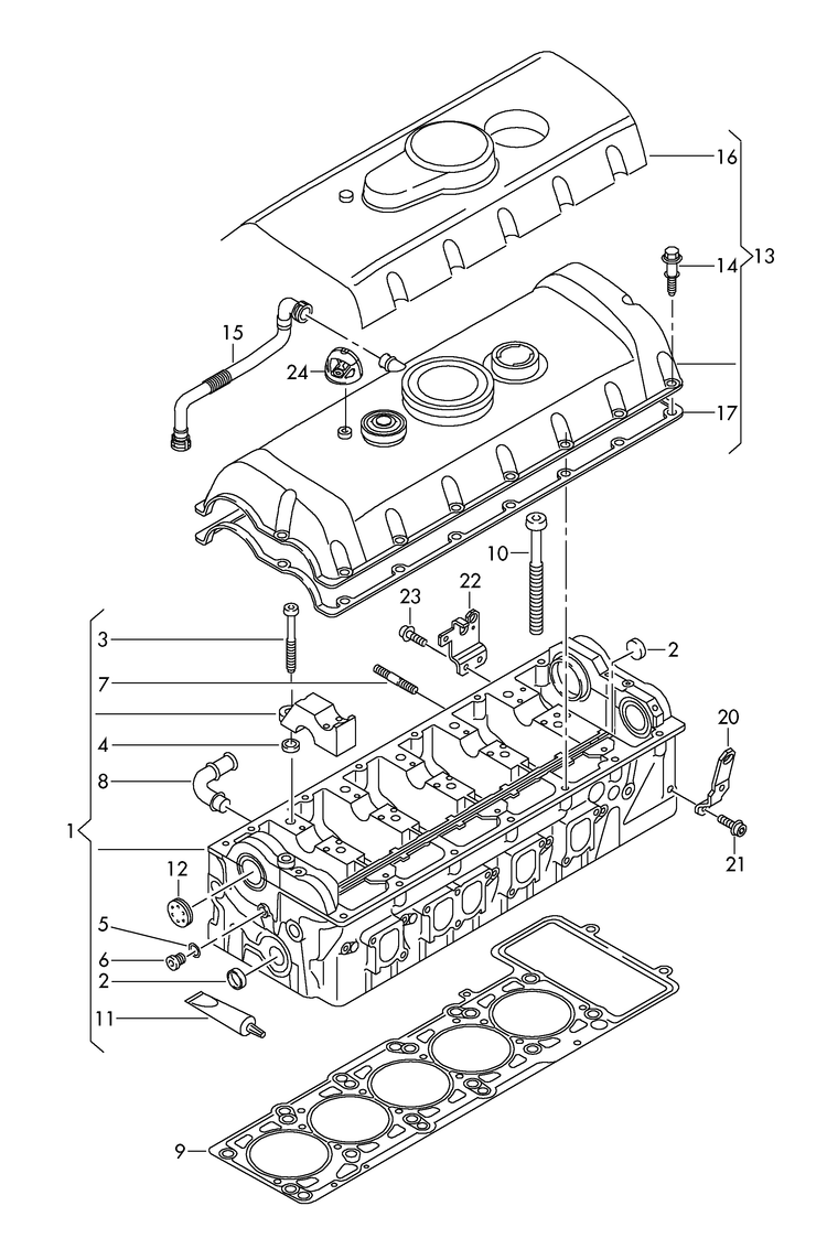 103-061 Touareg 7L cylinder head cylinder head cover 5-cylinder+ diesel eng.+ BPD,BPE