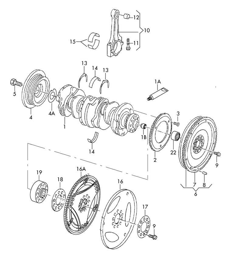 105-010 Touareg 7L crankshaft conrod bearings 3.2 6-cylinder+ BMV,BMX,BRJ