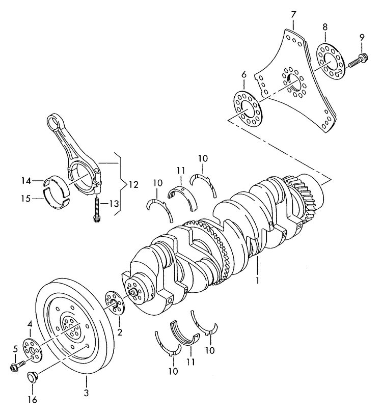 105-050 Touareg 7L crankshaft conrod bearings  5.0 10-cylinder+ diesel eng.+ AYH,BLE