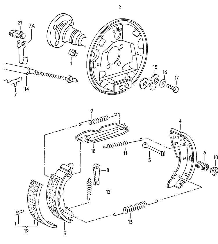 108-000 Rear back plate brake shoe with lining  GOLF,C,CL,GL GTD,CARAT; JETTA C,CL, GL,CARAT, "J.."