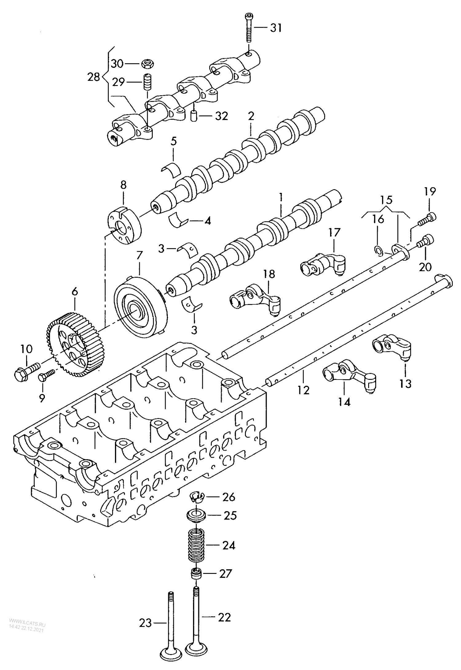 109-025 Golf MK5 camshaft, valves diesel eng.+ AZV,BKD,BMN 2.0 ltr.