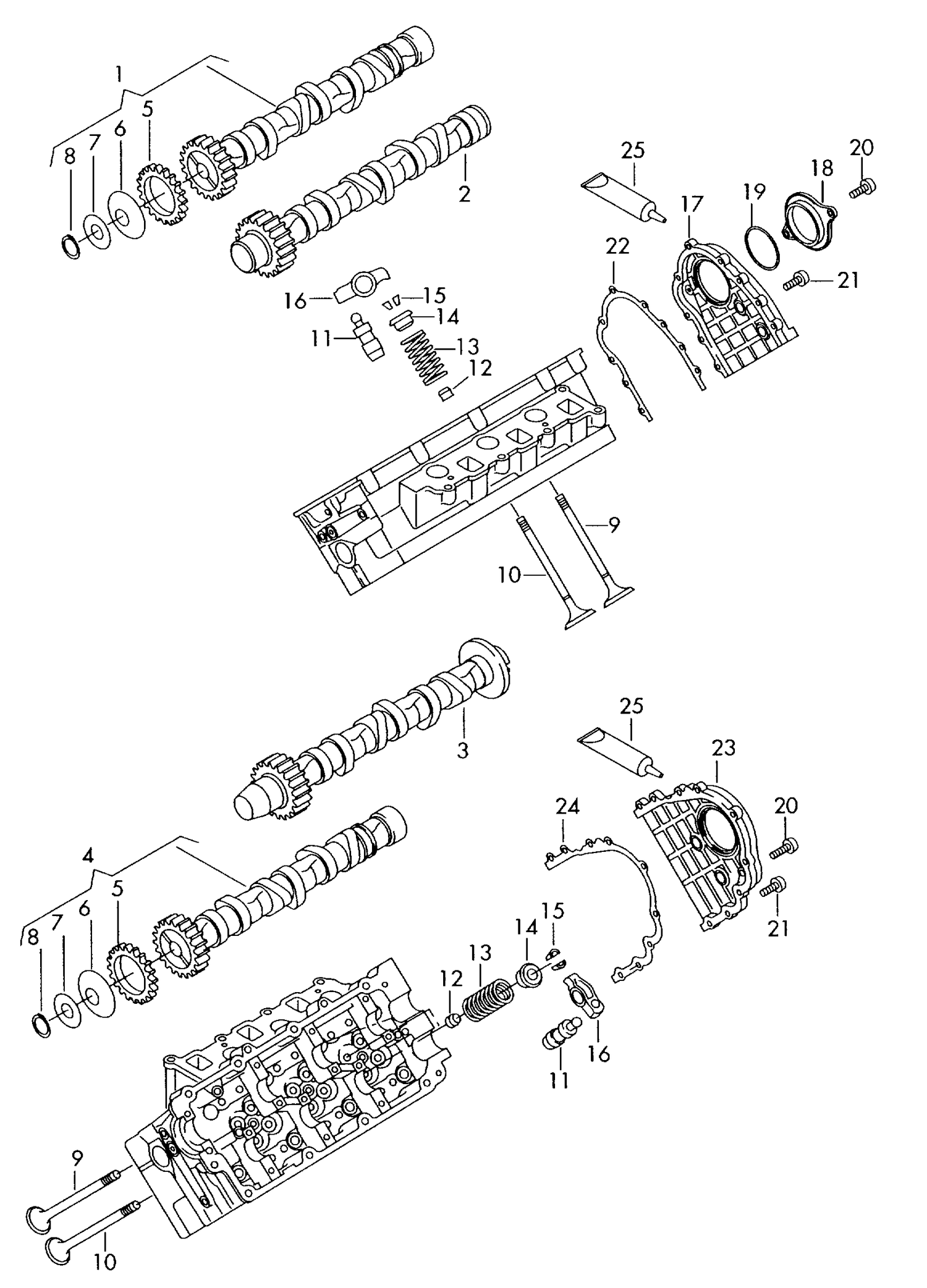 109-040 Touareg 7L camshaft, valves 3.0 6-cylinder+ diesel eng.+ BKS,BUN