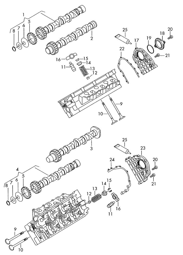 109-040 Touareg 7L camshaft, valves 3.0 6-cylinder+ diesel eng.+ BKS,BUN