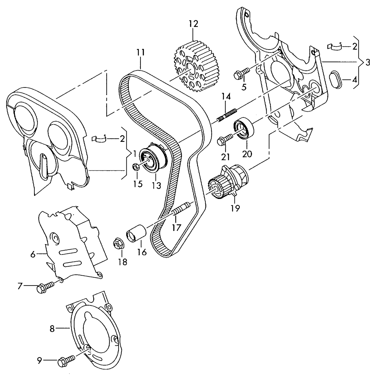 109-078 Audi A4 8E 2004>2008 toothed belt / toothed belt guard 4-cylinder+ diesel eng.+ BNA,BLB,BRE, BRF,BVG,BVF, BVA,BRD