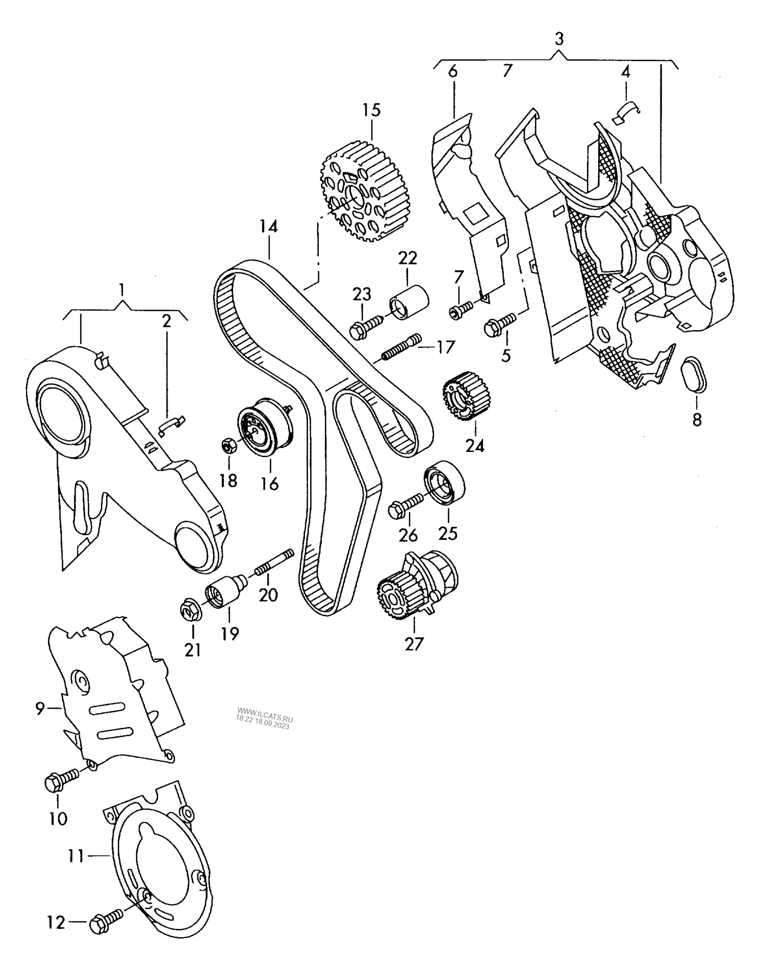 109-085 Tiguan toothed belt toothed belt guard diesel eng.+ CBAA,CBAB, CBBA,CBBB 2.0 ltr.