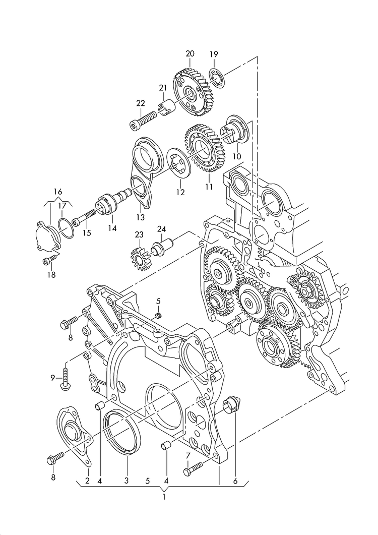 109-085 Touareg 7L timing case 2.5 5-cylinder+ diesel eng.+ BAC,BLK,BPD, BPE