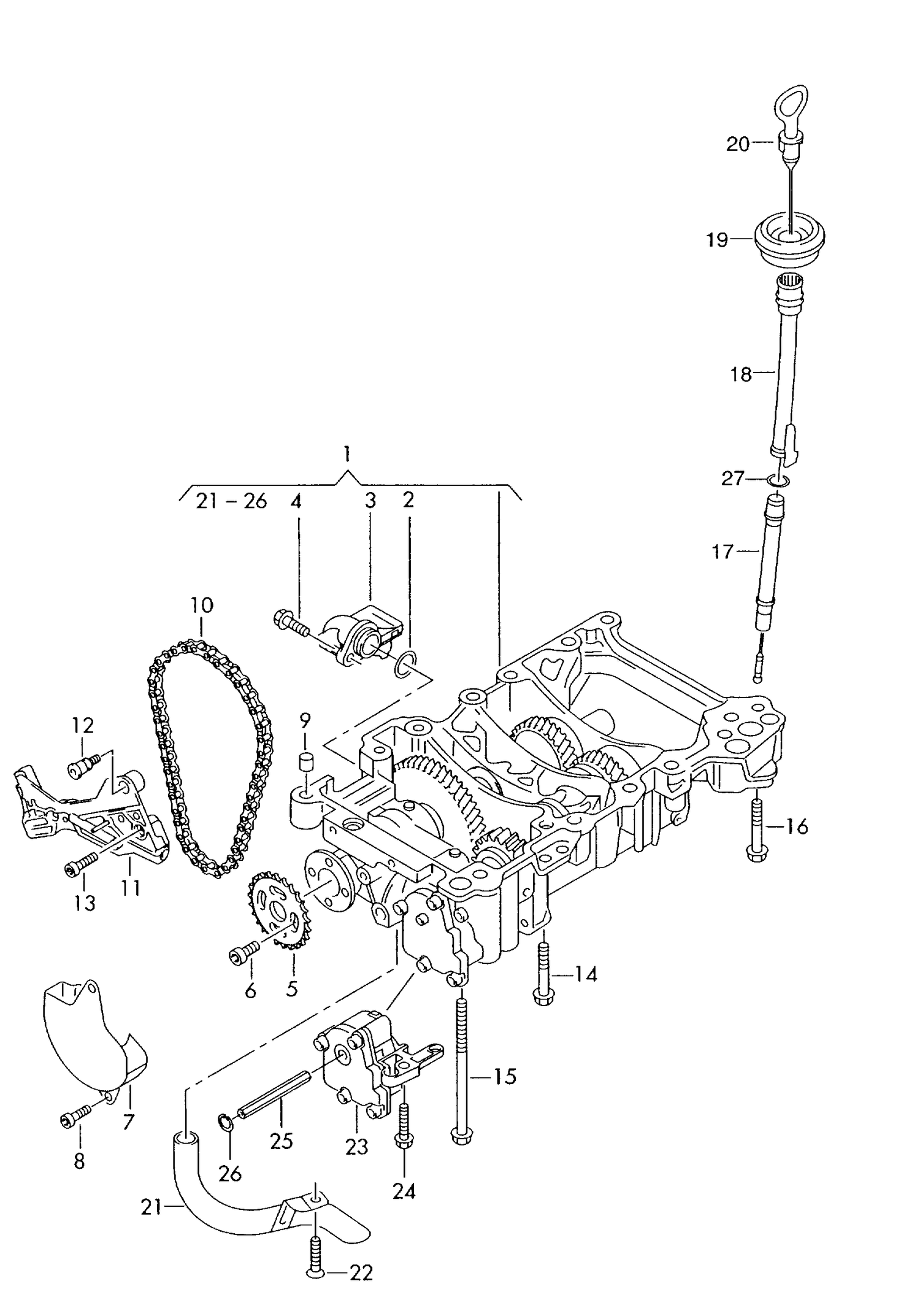 115-015 Audi A4 8E 2004>2006 oil pump oil dipstick balancer shaft F >> 8E-6-080 171* diesel eng.+ BPW