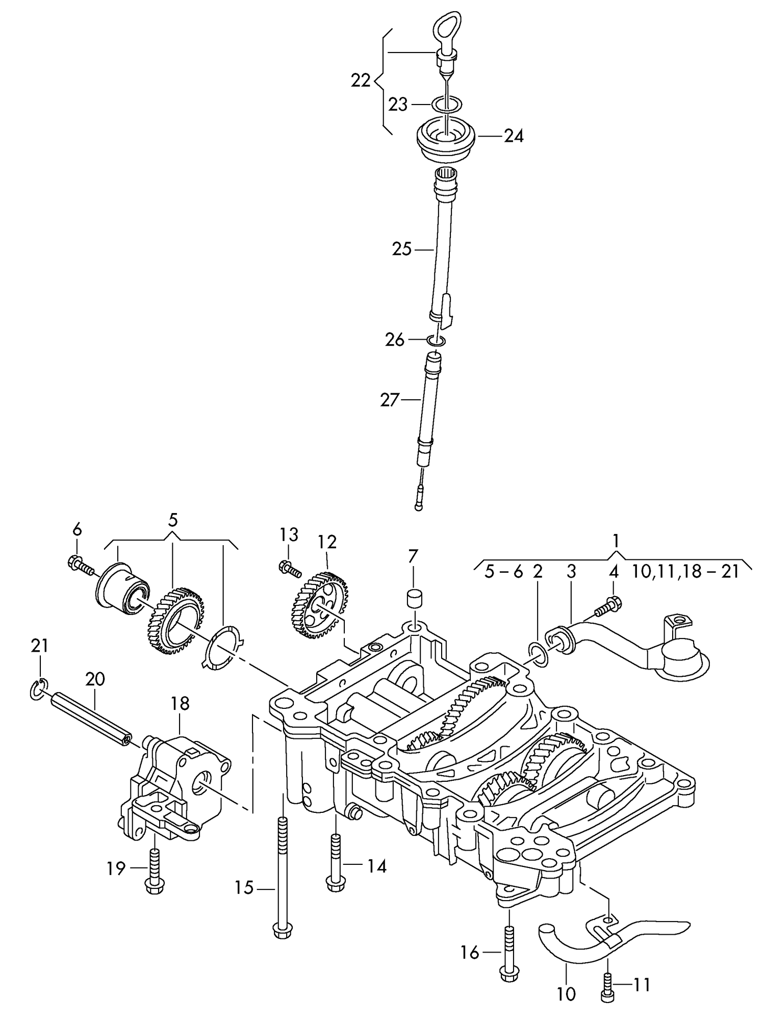 115-017 Audi A4 8E 2006>2008 oil pump oil dipstick balancer shaft (for modified vehicles) 	diesel eng.+ BPW