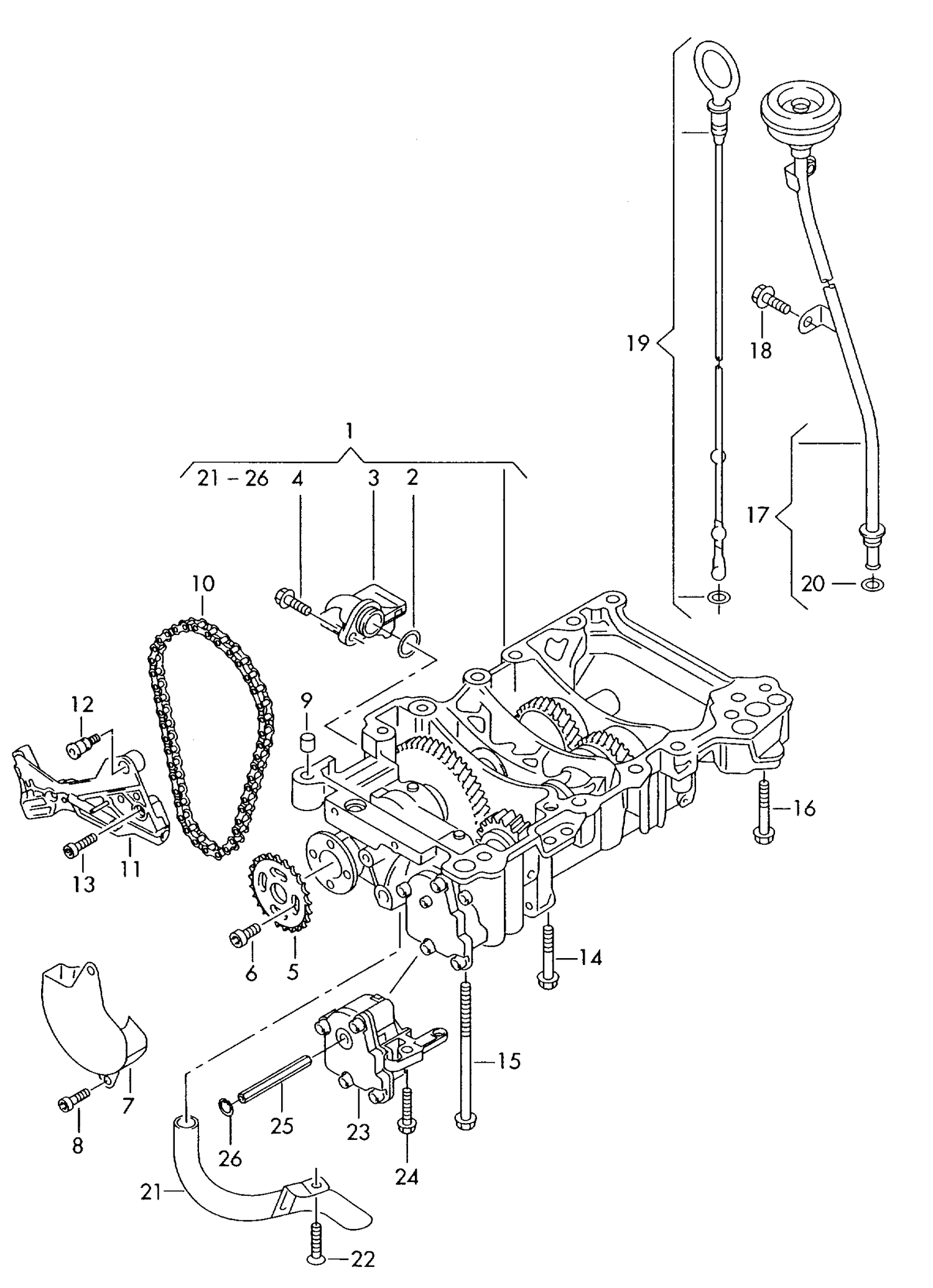 115-035 Audi A4 8E 2004>2006 oil pump oil dipstick balancer shaft F >> 8E-6-080 171* diesel eng.+ BLB,BNA