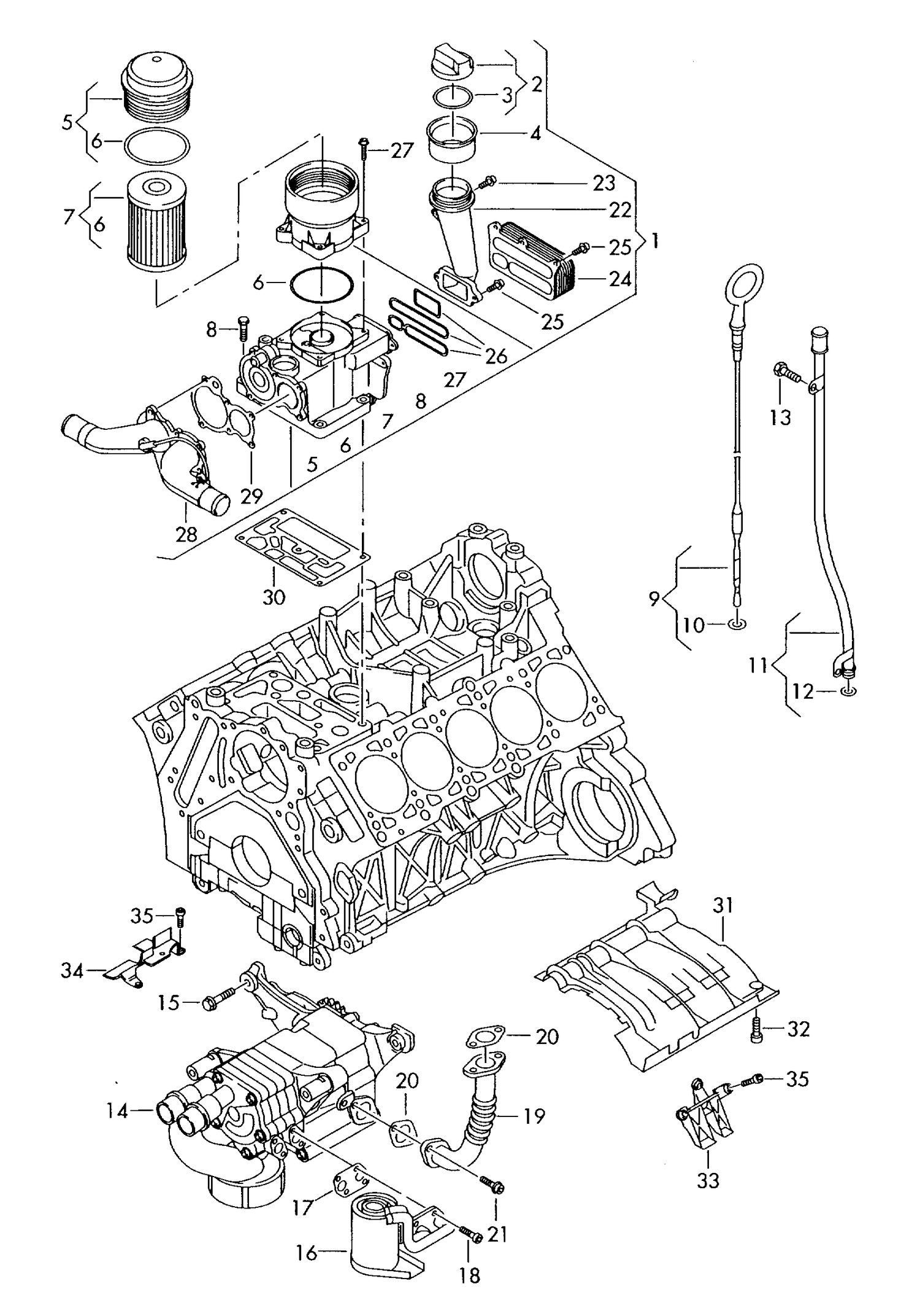 115-045 Touareg 7L oil filter oil pump tube for oil dipstick oil dipstick 5.0 10-cylinder+ diesel eng.+ AYH,BLE