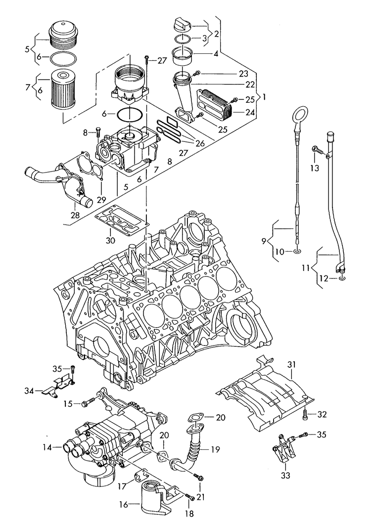 115-045 Touareg 7L oil filter oil pump tube for oil dipstick oil dipstick 5.0 10-cylinder+ diesel eng.+ AYH,BLE