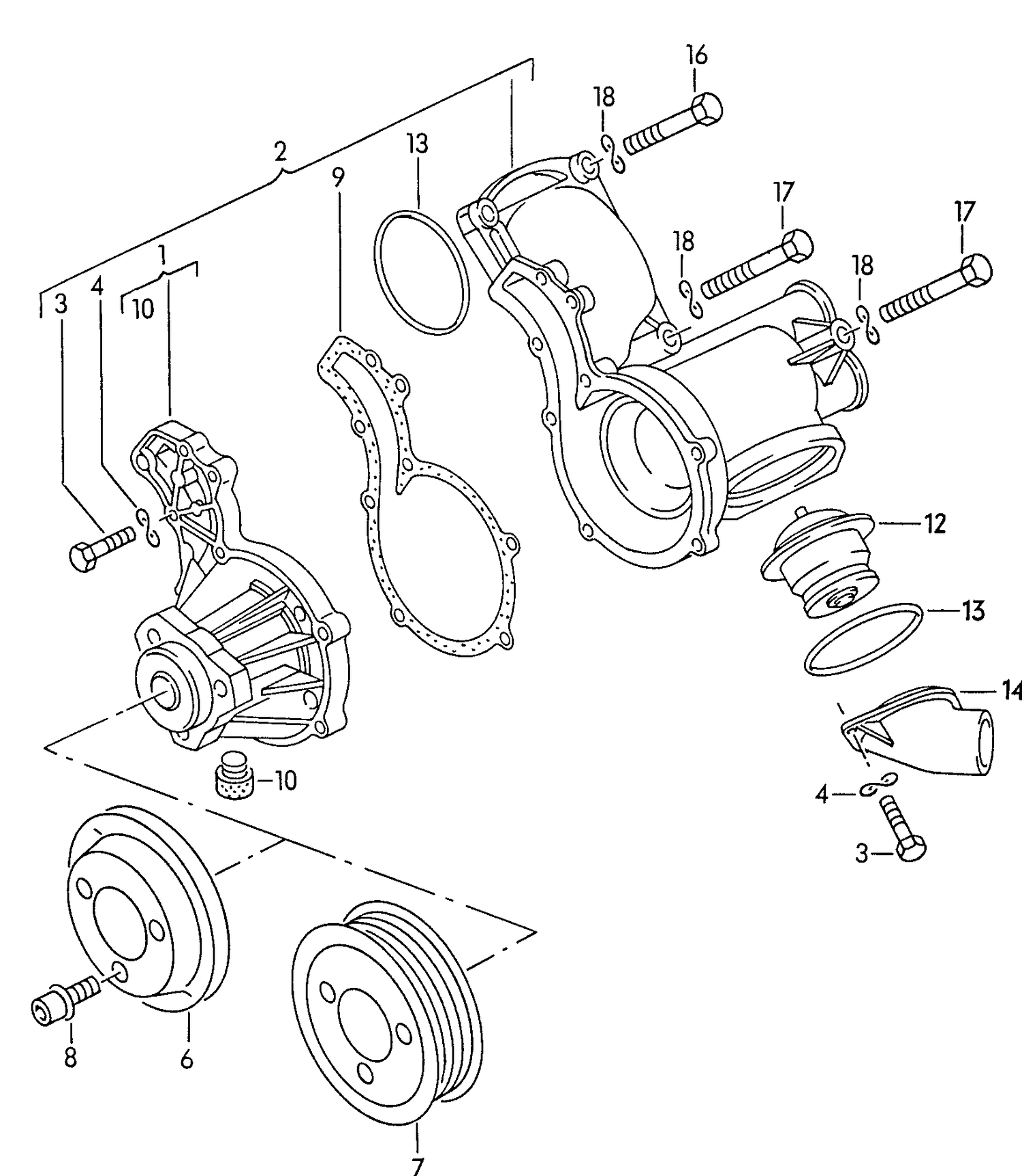 121-010 T4 7D 1.9TD/2.0 coolant pump 4-cylinder+ AAC diesel eng.+ ABL