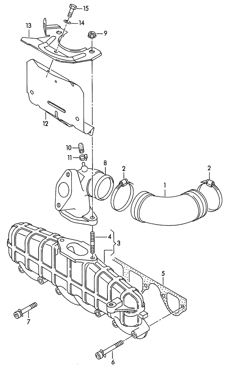 129-064 T4 7D 1.9TD intake connection 	4-cylinder diesel eng.+ ABL