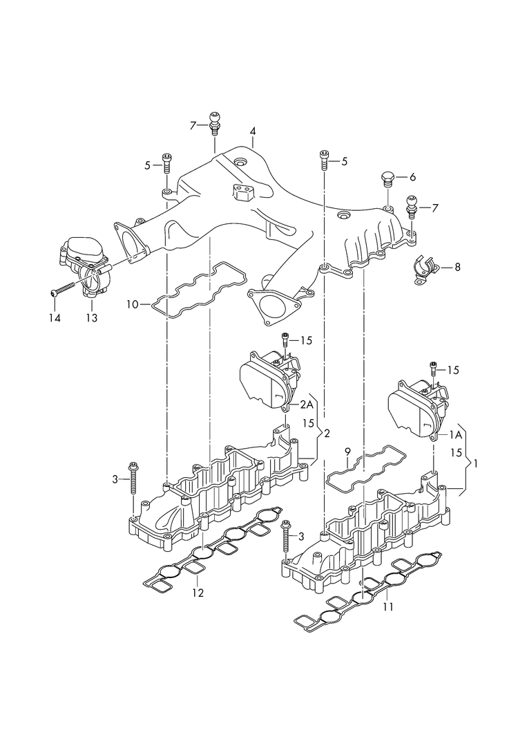 129-070 Audi A8Q Throttle body/intake connection 8-cylinder+ diesel eng.+ BMC,BVN