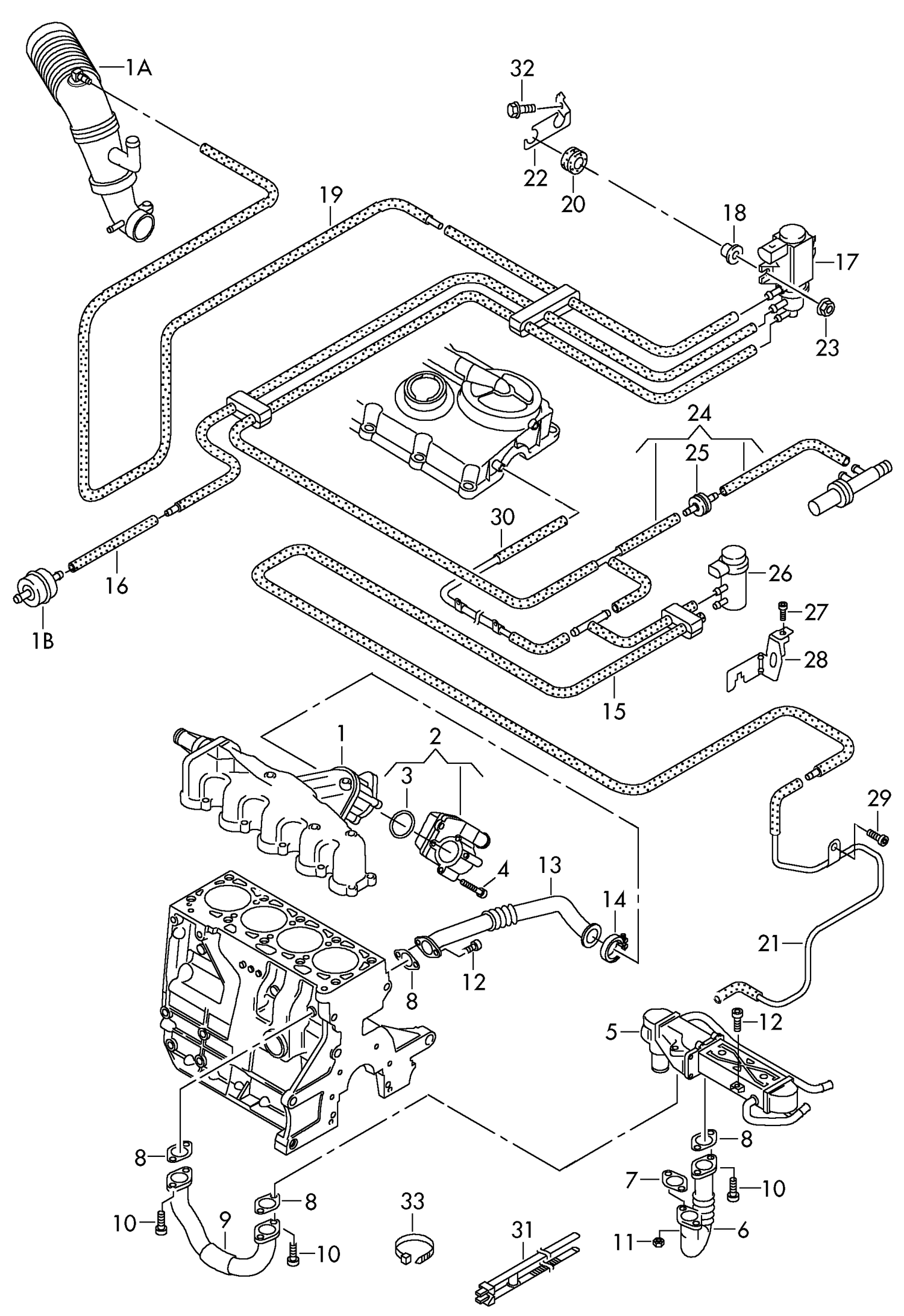 131-040 Polo 6R exhaust gas recirculation 4-cylinder+ diesel eng.+ CAYA,CAYB, CAYC,CLNA 1.6ltr.