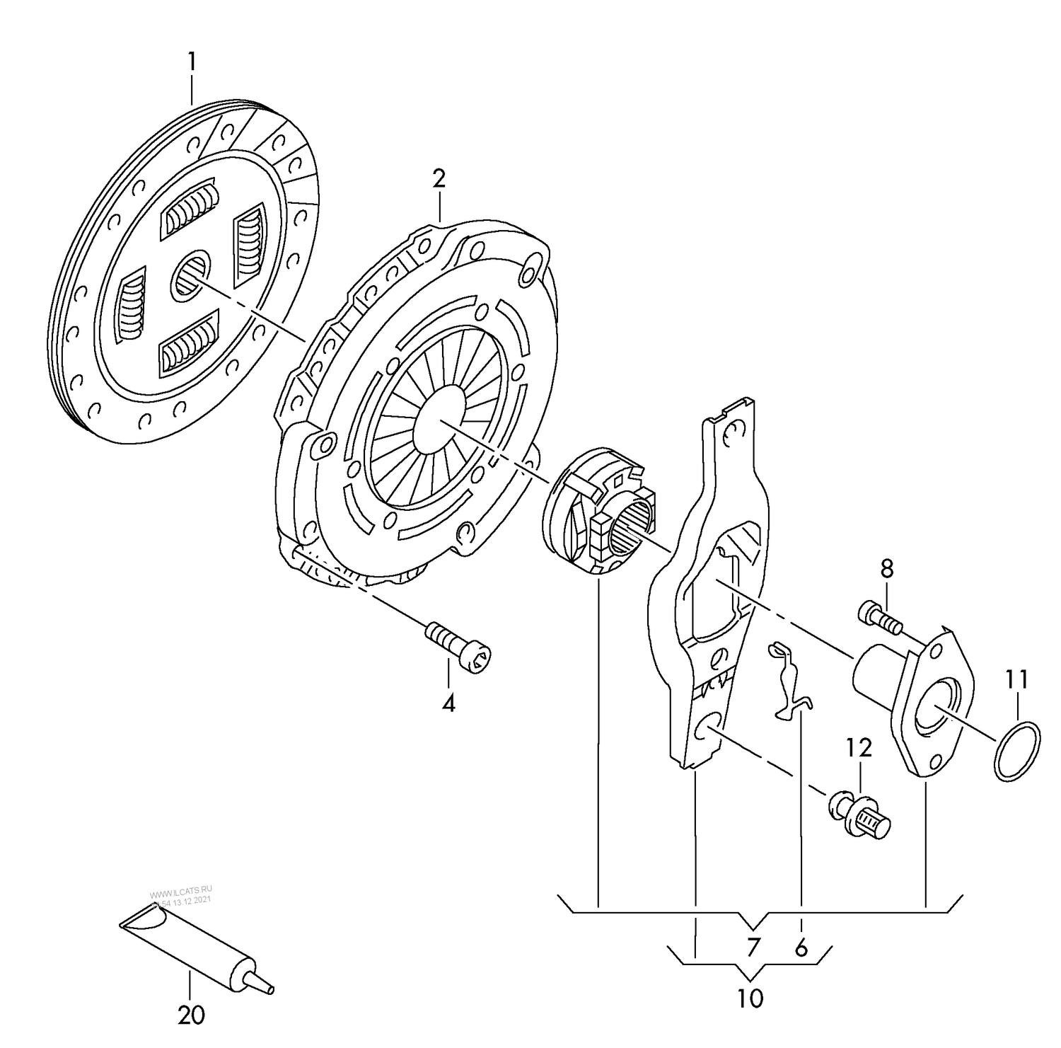 141-010 Polo 6R Clutch 3-cylinder+ CGPA,CGPB 1.2 ltr.