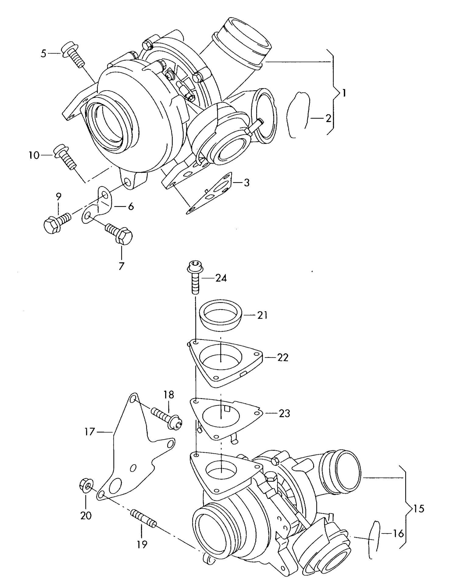 145-055 Touareg 7L exhaust gas turbocharger 2.5 diesel eng.+ BAC,BLK,BPD, BPE