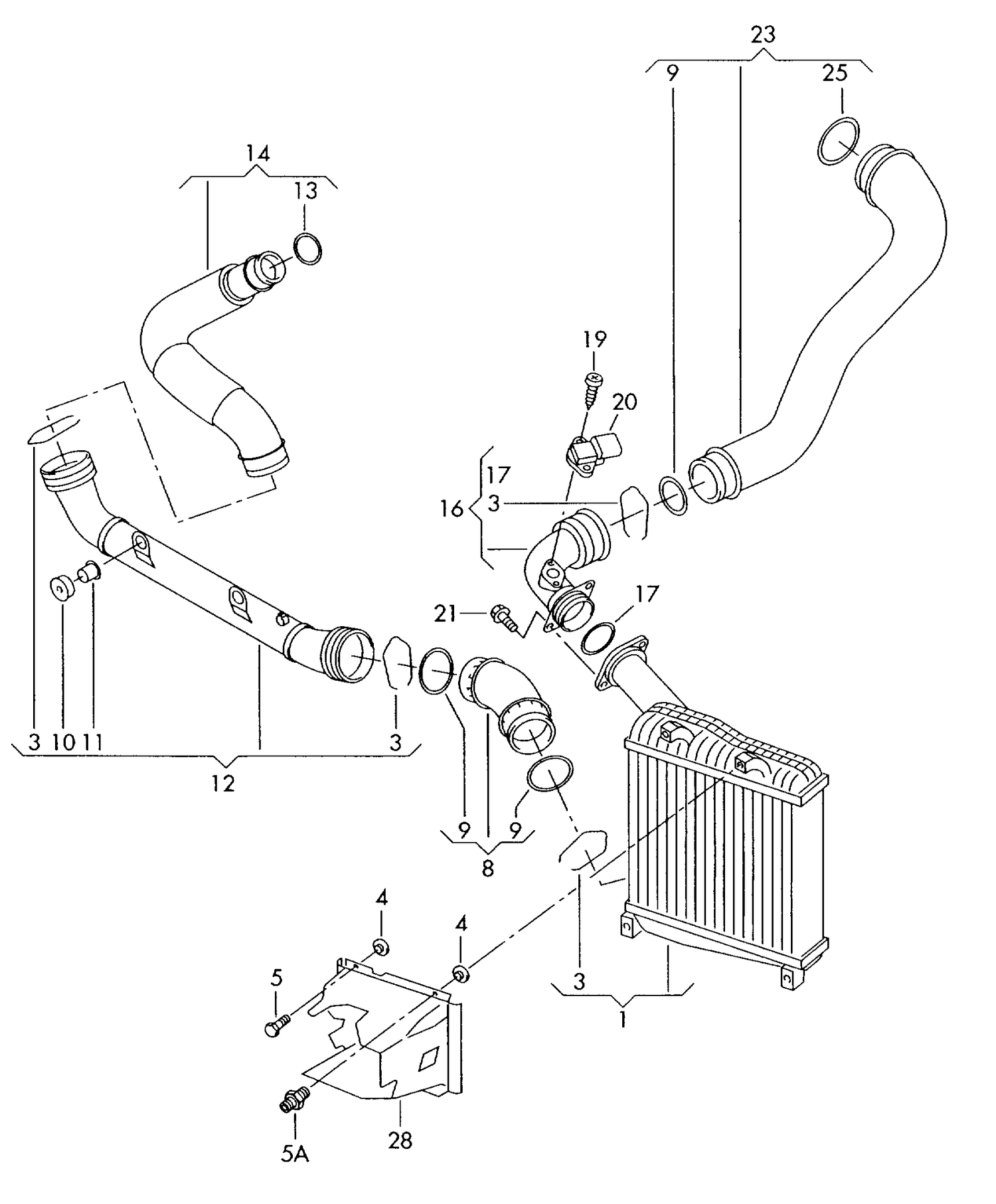 145-075 Touareg 7L charge air cooler 2.5 diesel eng.+ BAC,BLK,BPD, BPE