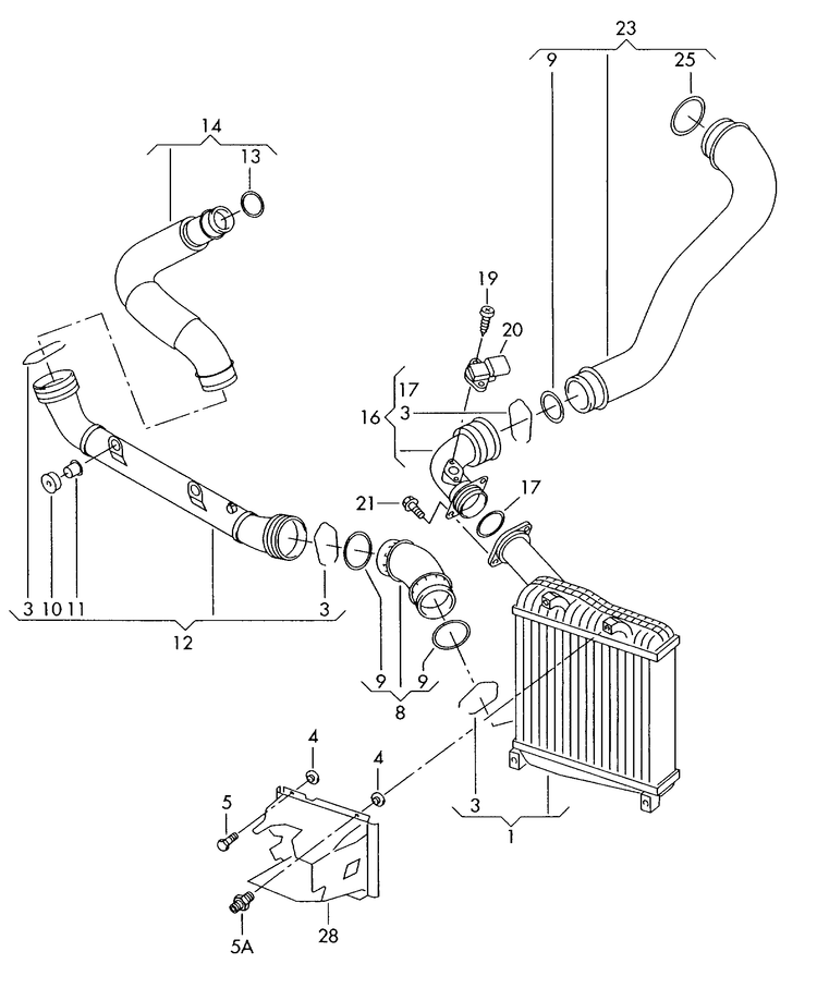 145-075 Touareg 7L charge air cooler 2.5 diesel eng.+ BAC,BLK,BPD, BPE