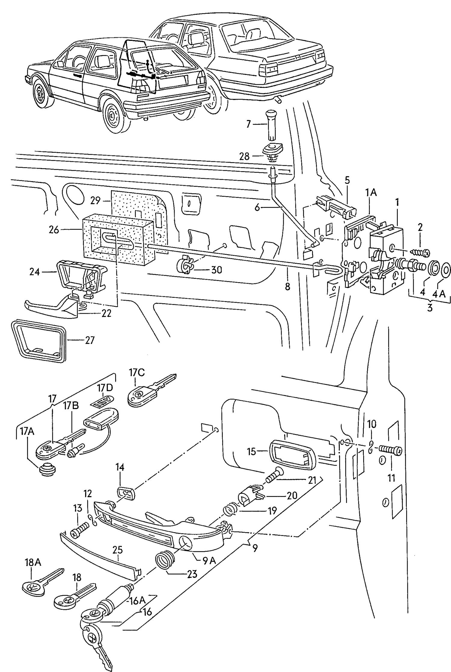 159-000 Golf mk2 1984>1991 Front door lock