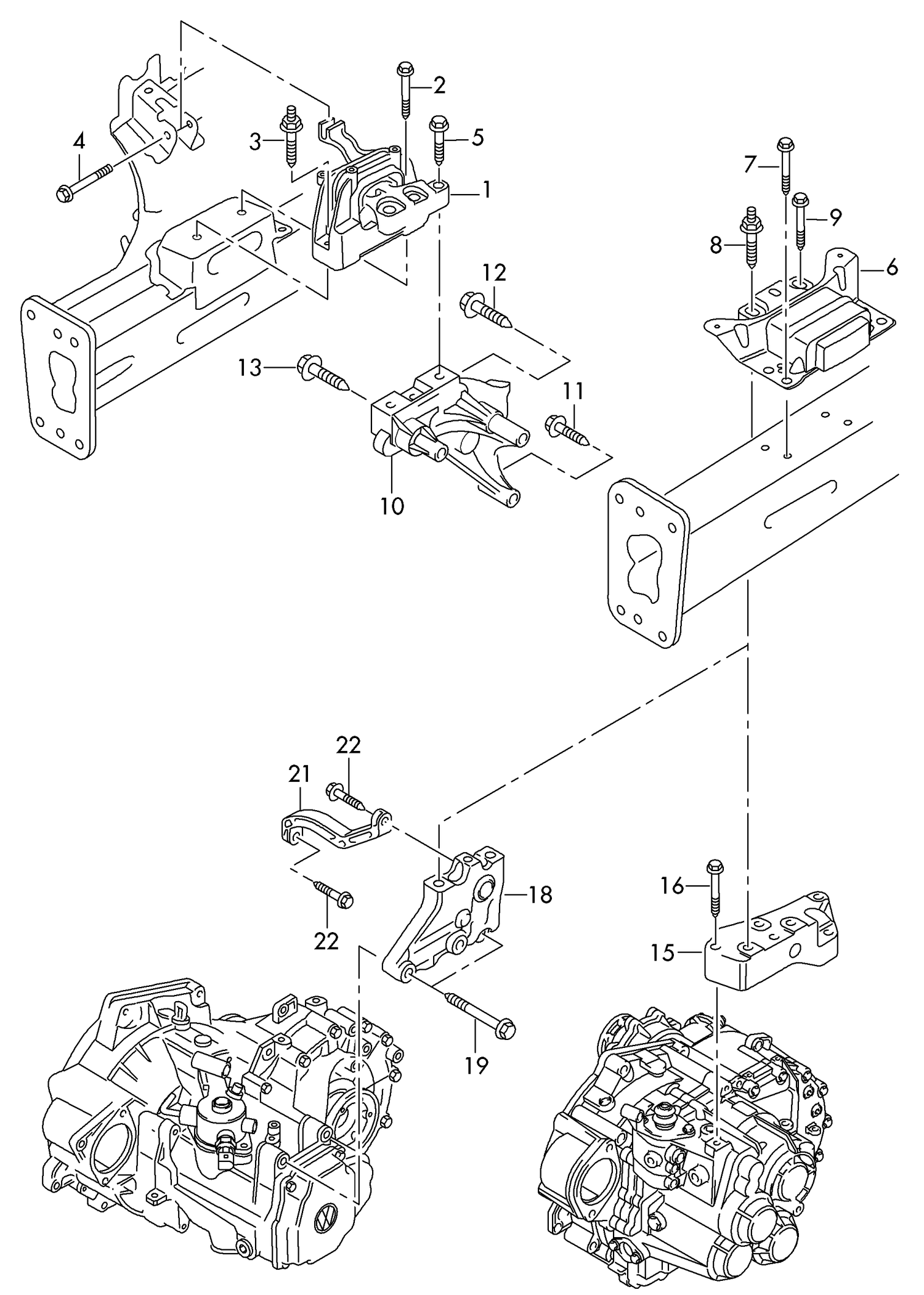 199-030 VW Caddy 2011>2015 mounting parts for engine and transmission 1.6ltr. diesel eng.+ manual gearbox+ CAYD,CAYE