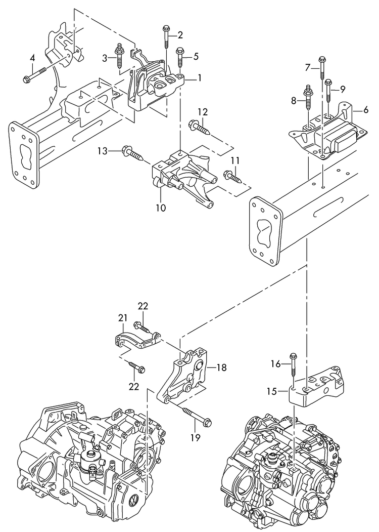 199-030 VW Caddy 2011>2015 mounting parts for engine and transmission 1.6ltr. diesel eng.+ manual gearbox+ CAYD,CAYE