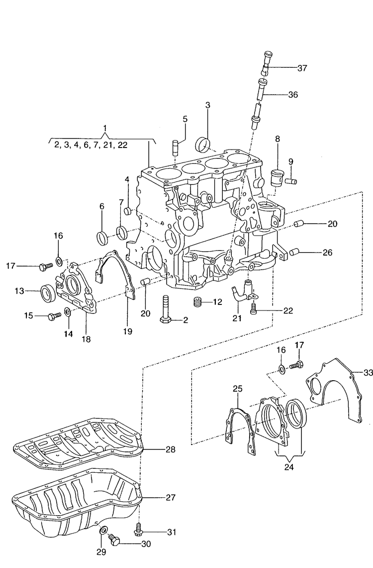 103-021 cylinder block oil sump  1.9ltr. 2.0 Ltr.   Diesel eng.+ BXE,BLS AZV,BKD,