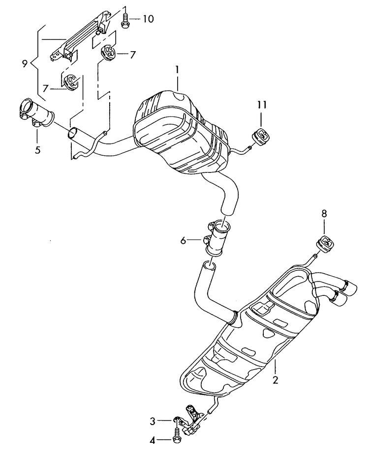 253-093 Audi A3 2003>2007 Front silencer / Rear silencer 2.0 ltr. frt.-wh.dr.+ petr. engine