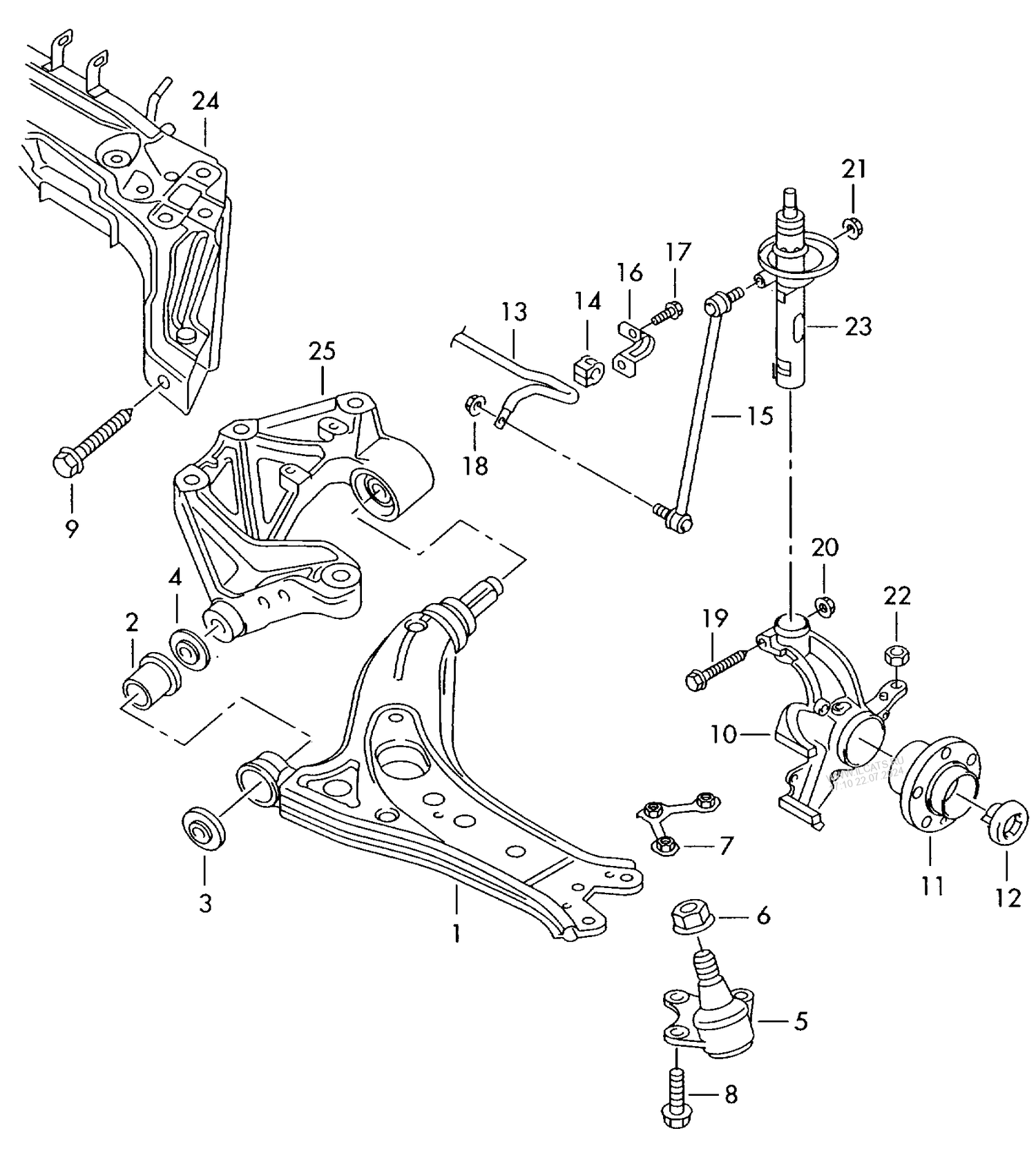 407-011 Audi A2 2003>2005 wishbone wheel bearing housing anti-roll bar F 8Z-3-019 683>>